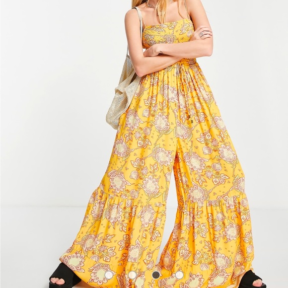 Free People little of your love paisley print jumpsuit in marigold yellow - Picture 5 of 8